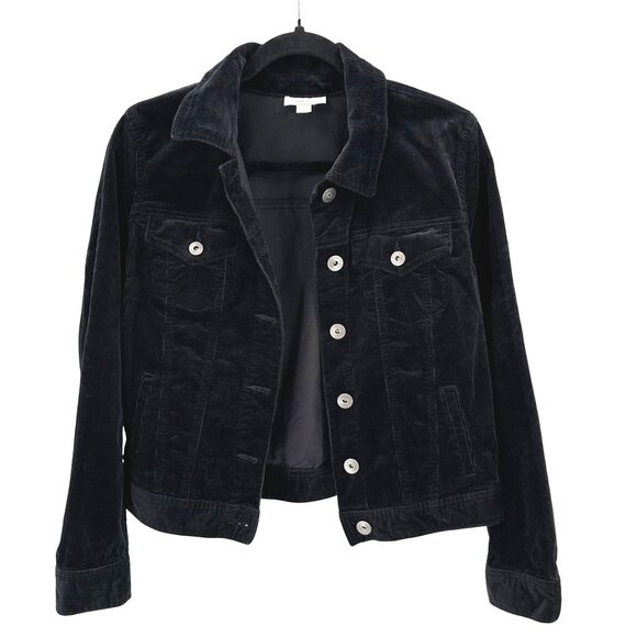 Style & Co Womens Black Corduroy Button Front Jacket Size S - Picture 1 of 9